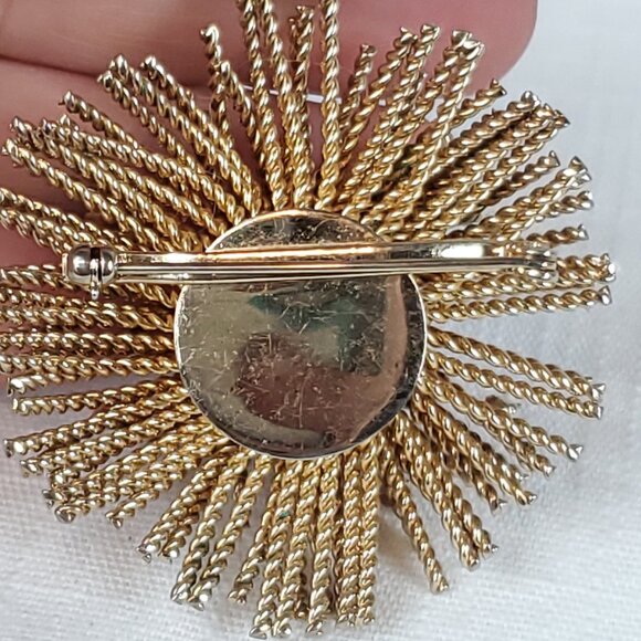 Vintage Unsigned Bergere Gold Tone Starburst Fireworks Brooch Pin - Picture 4 of 6